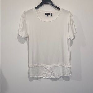 Theory White Short Sleeve Layered-Hem Tee